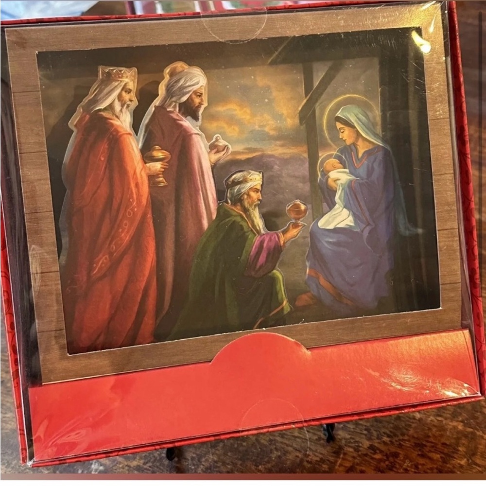 Holiday Style Pop-up Christmas Cards W/ Envelopes 3 Wise Men Baby Jesus 5 Count